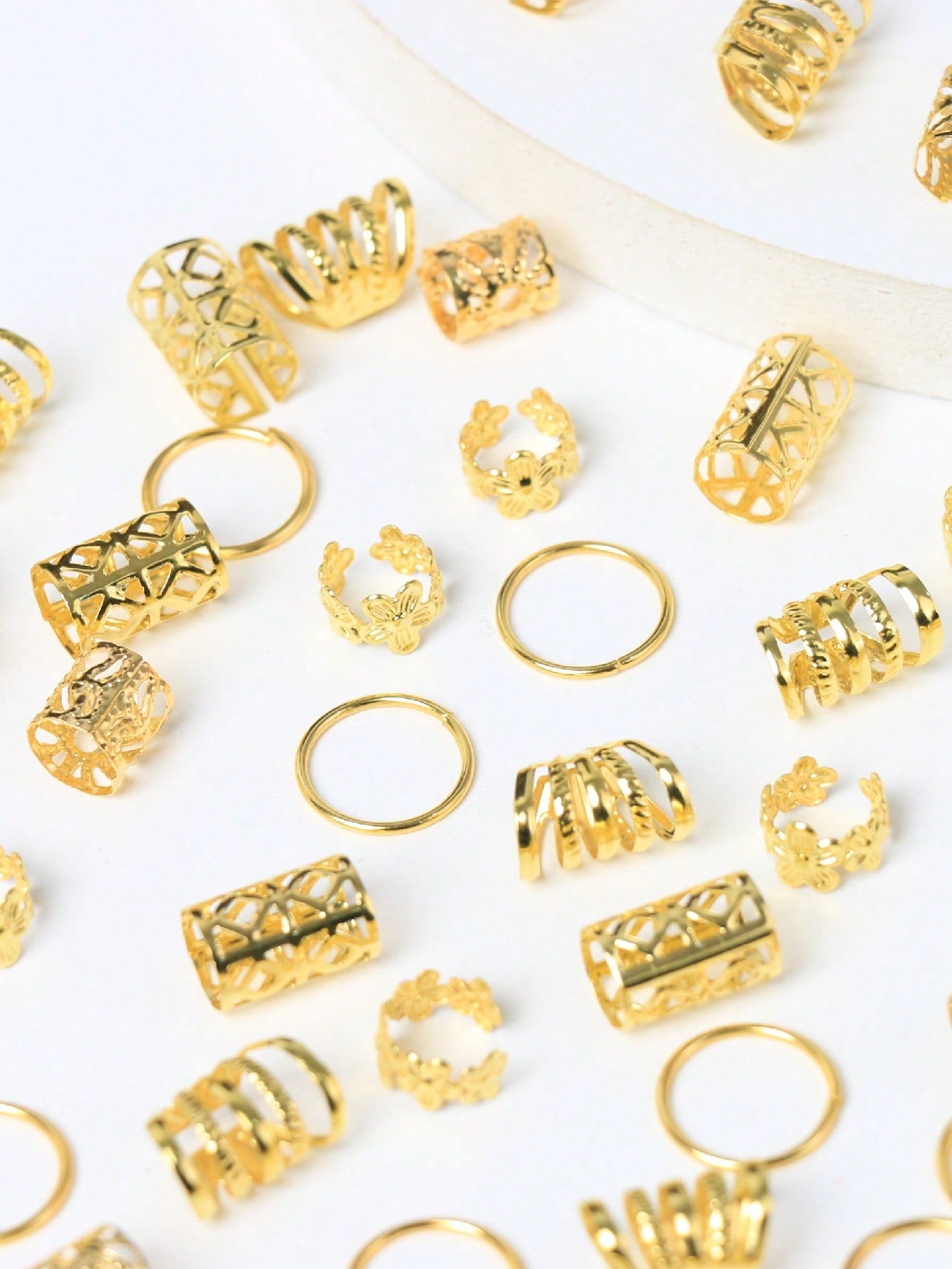 50 pièces accessoires cheveux dorés, style hippie été
