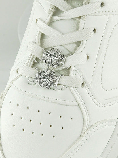 2 Décorations de chaussures en alliage avec strass et perles