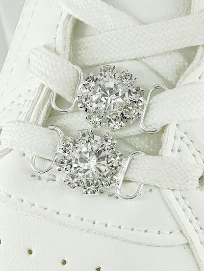 2 Décorations de chaussures en alliage avec strass et perles