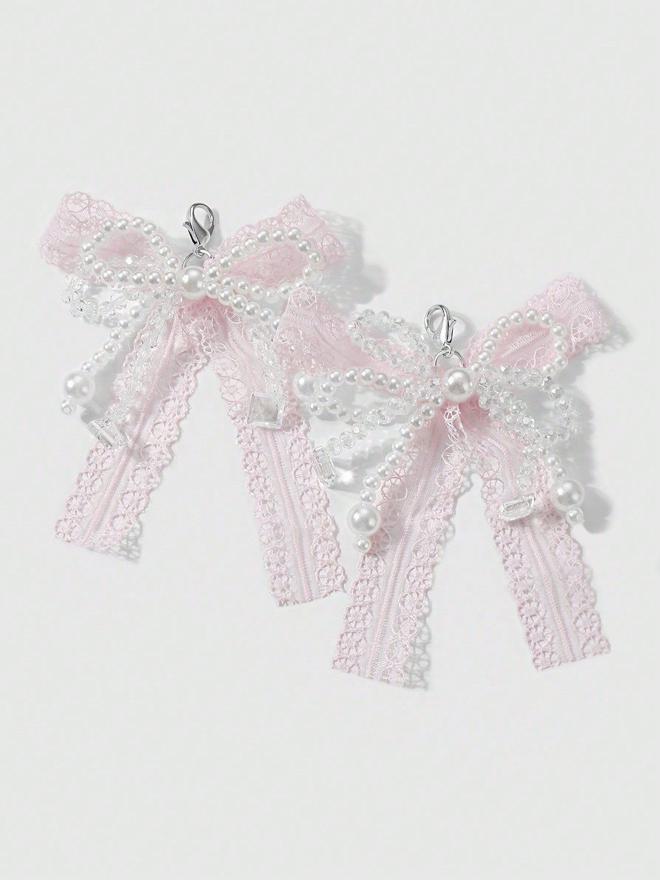 Clips Chaussures Nœud Tulle Perle Cristal - 2 Pièces