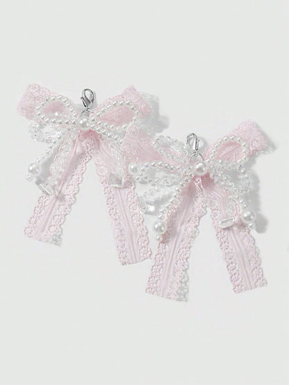 Clips Chaussures Nœud Tulle Perle Cristal - 2 Pièces