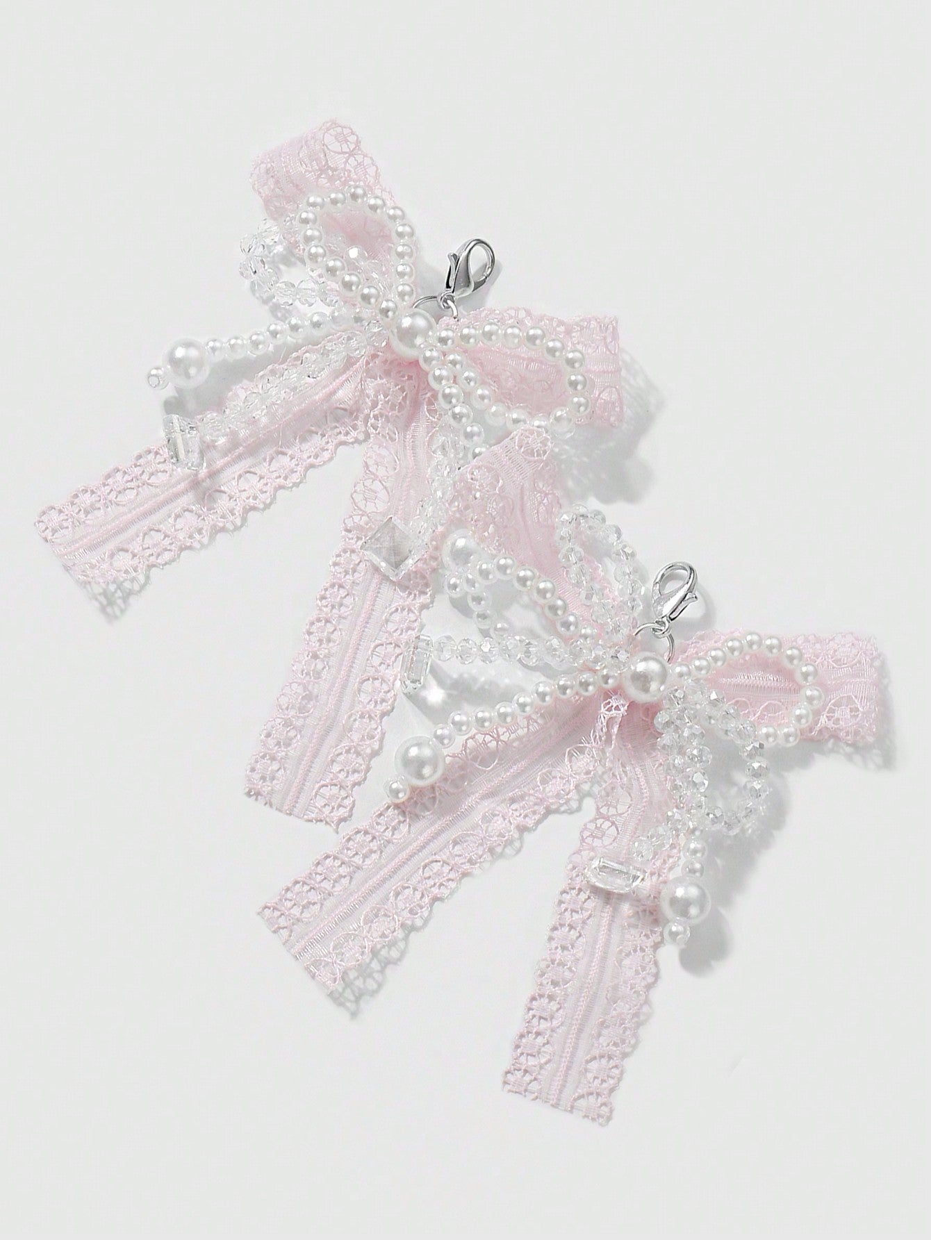 Clips Chaussures Nœud Tulle Perle Cristal - 2 Pièces