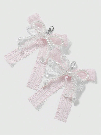 Clips Chaussures Nœud Tulle Perle Cristal - 2 Pièces