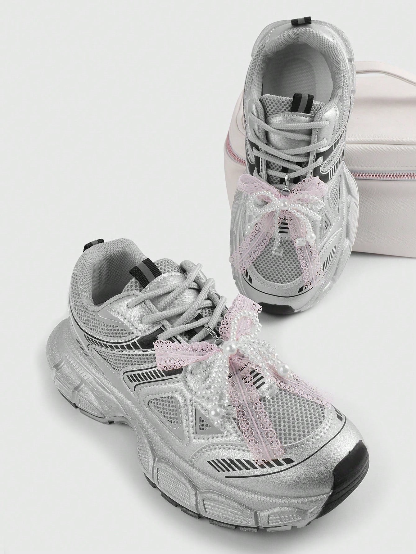 Clips Chaussures Nœud Tulle Perle Cristal - 2 Pièces