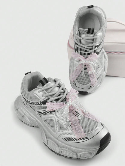 Clips Chaussures Nœud Tulle Perle Cristal - 2 Pièces