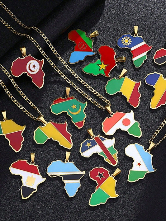 Collier Homme Minimaliste Carte Afrique Personnalisé