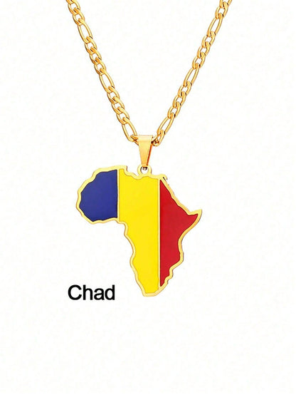 Collier Homme Minimaliste Carte Afrique Personnalisé