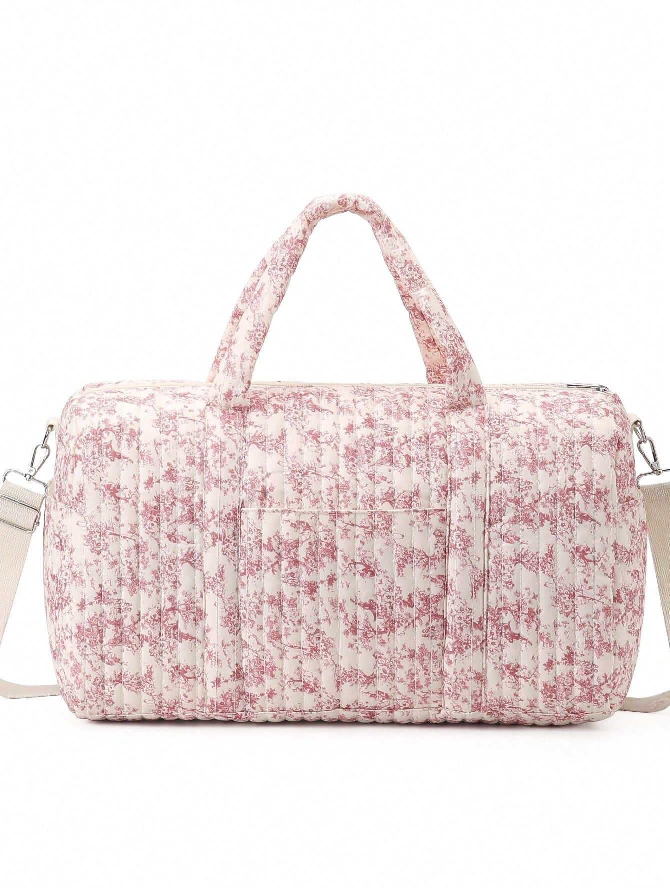 Sac de Boston rose vintage pour voyage et toilette