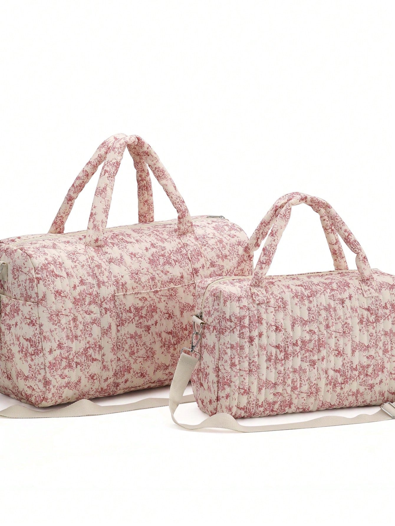 Sac de Boston rose vintage pour voyage et toilette