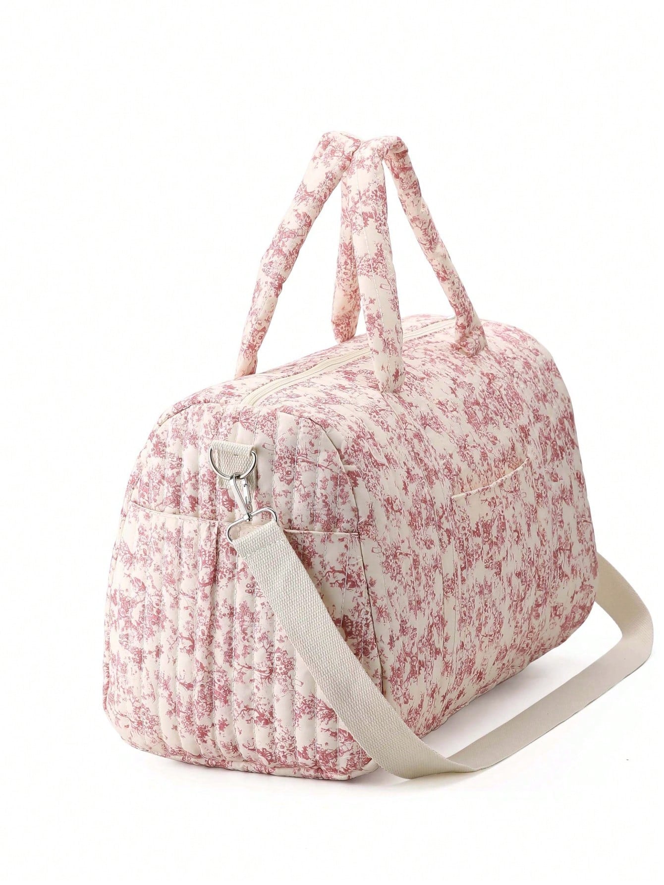 Sac de Boston rose vintage pour voyage et toilette