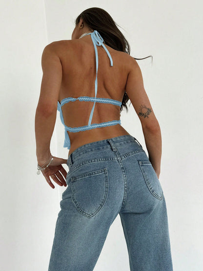 Débardeur femme col cravate ajustable et froncé
