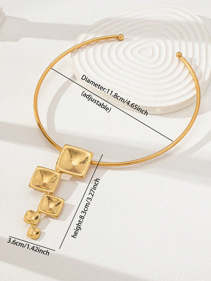 Collier ras-de-cou géométrique doré pour femmes