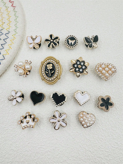 16 pièces perles et coeurs en résine pour décorations de chaussures