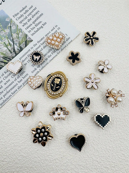 16 pièces perles et coeurs en résine pour décorations de chaussures
