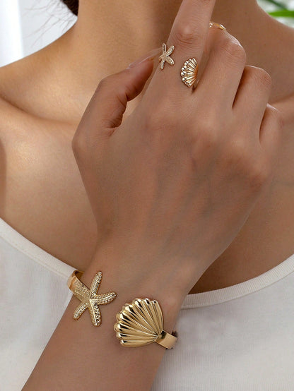 Set de bracelets et bagues étoiles de mer pour femmes