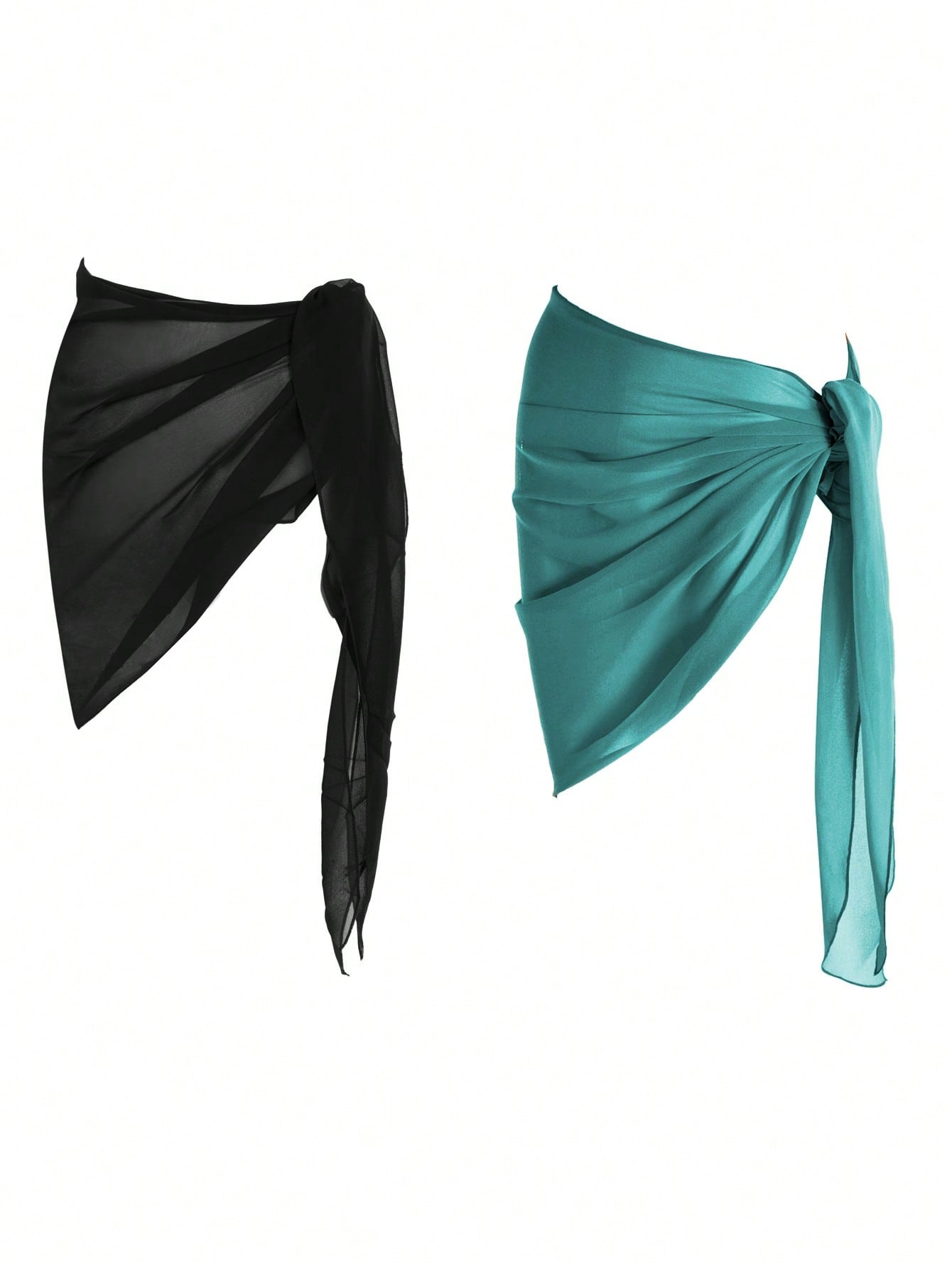Paréo de plage 2 pièces couleur unie avec jupe maille