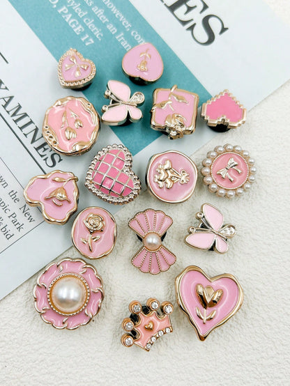 16 pièces décorations résine perles papillons cœurs pour chaussures