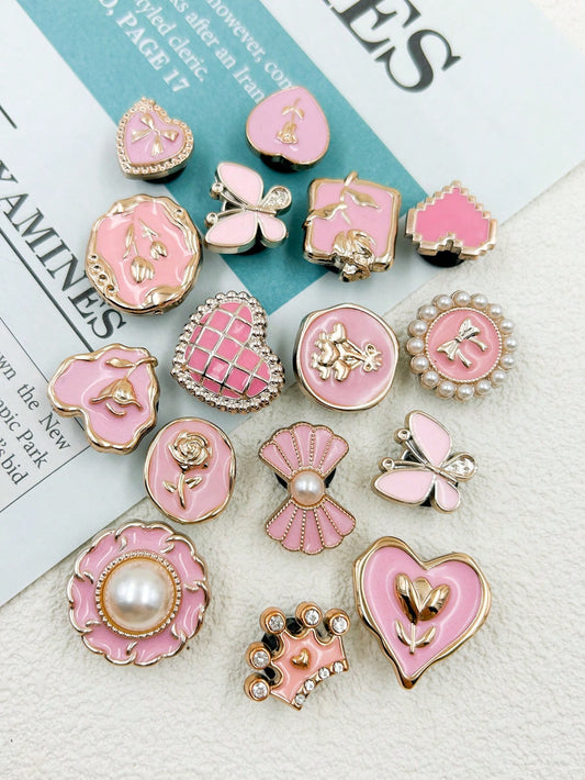 16 pièces décorations résine perles papillons cœurs pour chaussures