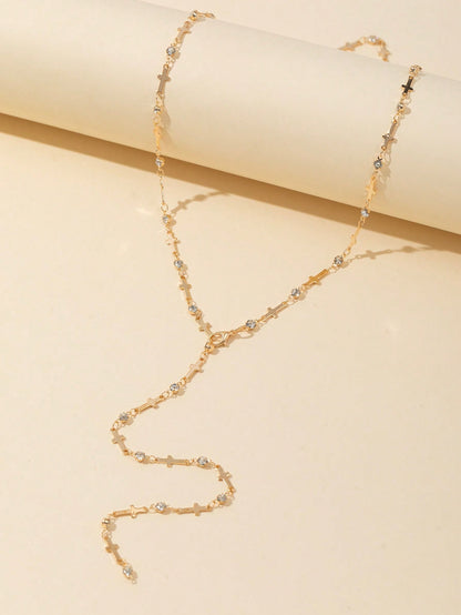 Collier chaîne Y doré/argenté brillant