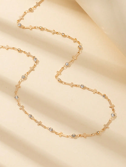 Collier chaîne Y doré/argenté brillant