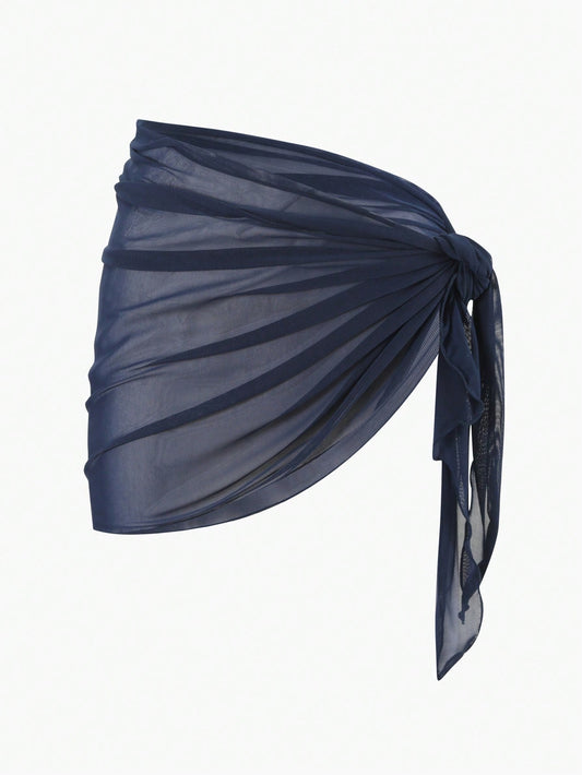 Jupe cache-maillot maille transparente unie