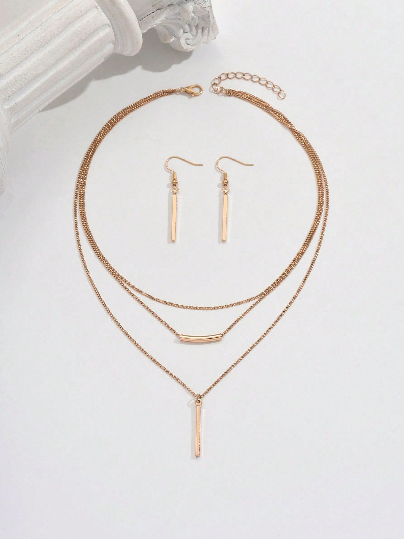 Parure de bijoux bohème 3 pièces - collier et boucles d'oreilles géométriques