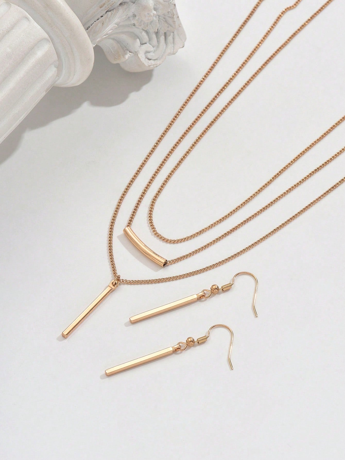 Parure de bijoux bohème 3 pièces - collier et boucles d'oreilles géométriques
