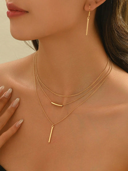 Parure de bijoux bohème 3 pièces - collier et boucles d'oreilles géométriques