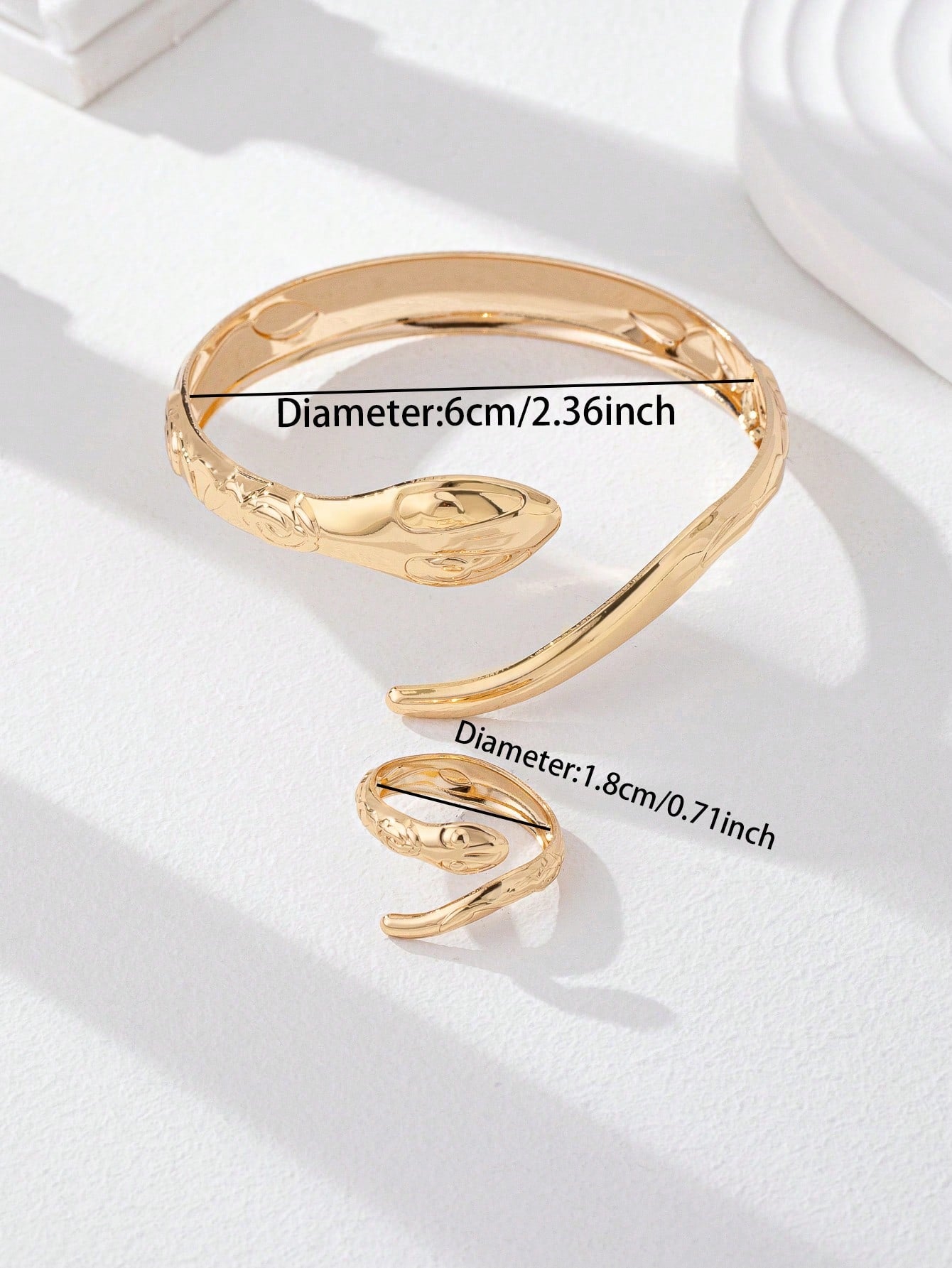 Ensemble bracelet et bague serpent pour femmes