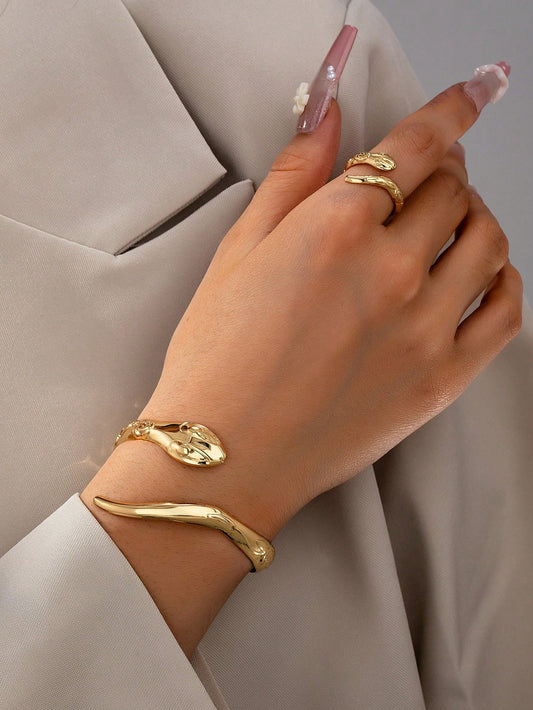 Ensemble bracelet et bague serpent pour femmes