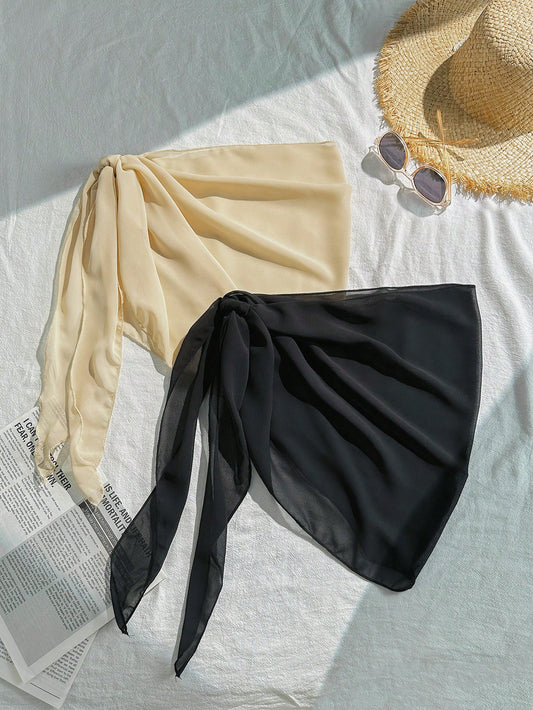 Robe de plage maille asymétrique 2 pièces