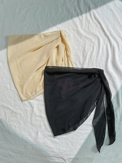 Robe de plage maille asymétrique 2 pièces