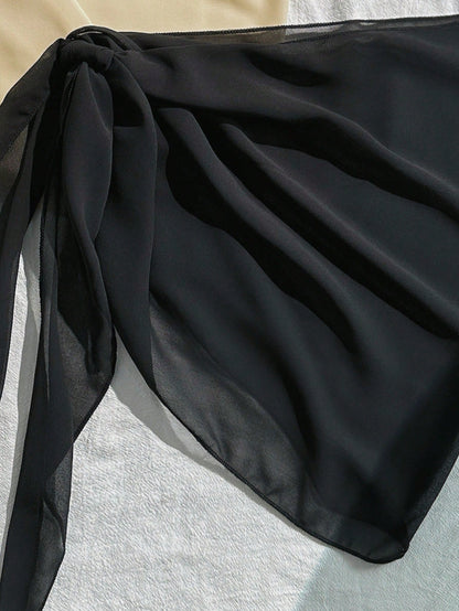 Robe de plage maille asymétrique 2 pièces