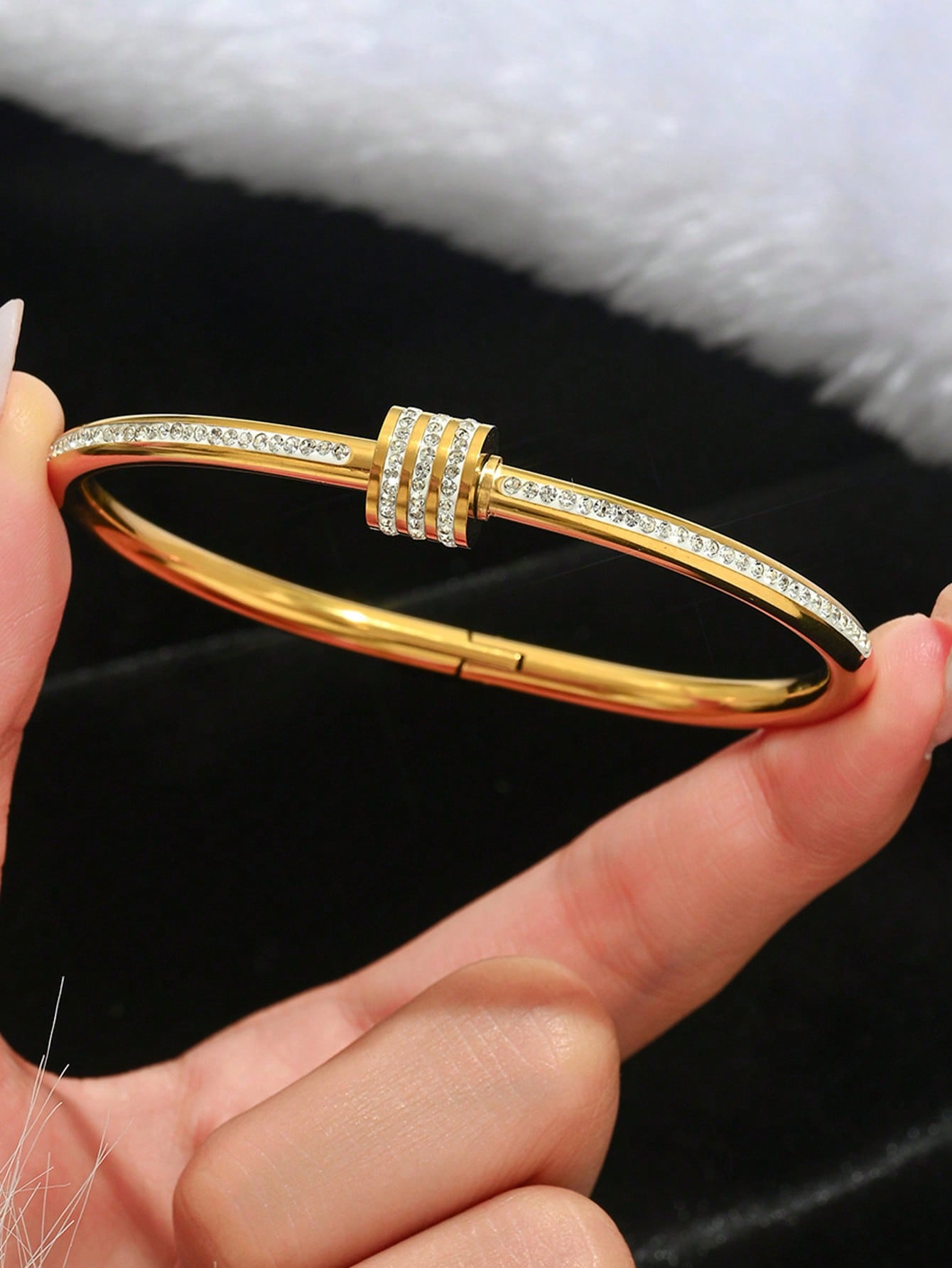 Ensemble 3 bracelets or acier inoxydable, zirconium cœur - Homme/Femme