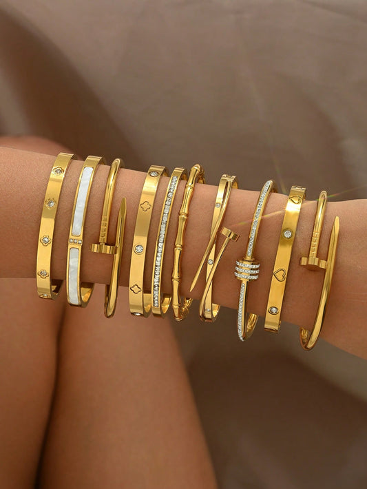 Bracelet acier inoxydable unisexe avec cœur zircone