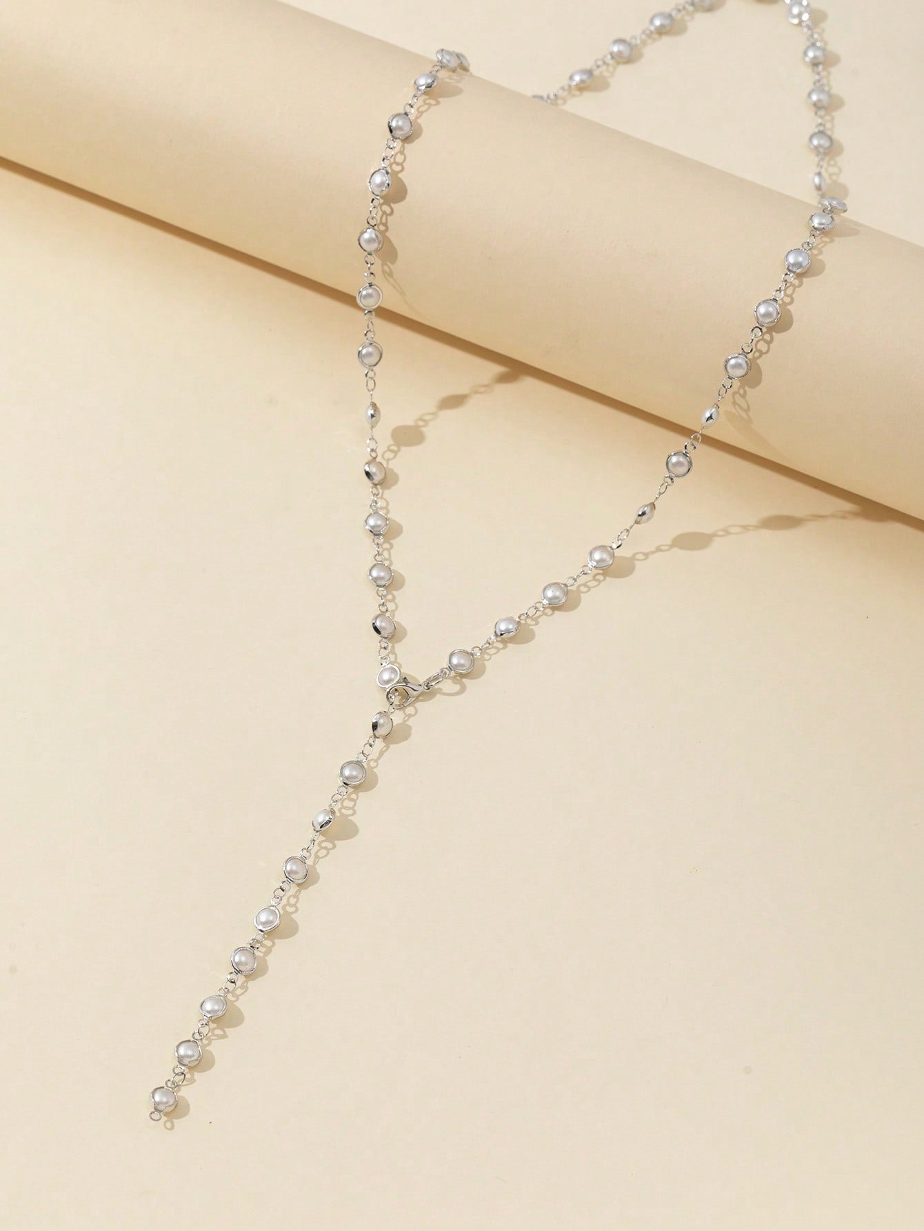 Collier chaîne Y doré/argenté avec pendentif brillant