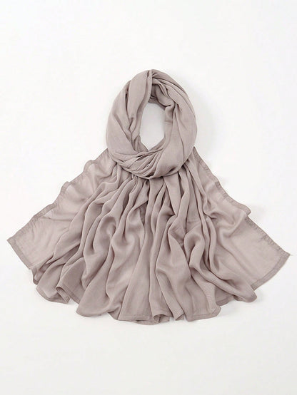 Foulard hijab viscose uni, bords larges, anti-UV