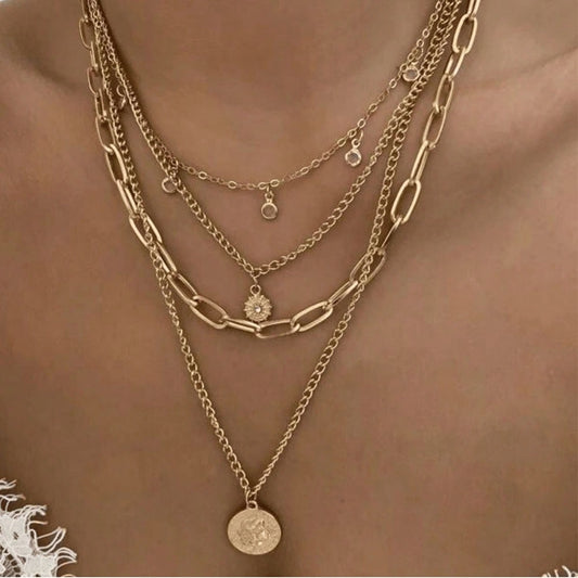 Collier multi-couches avec strass - GARMEND