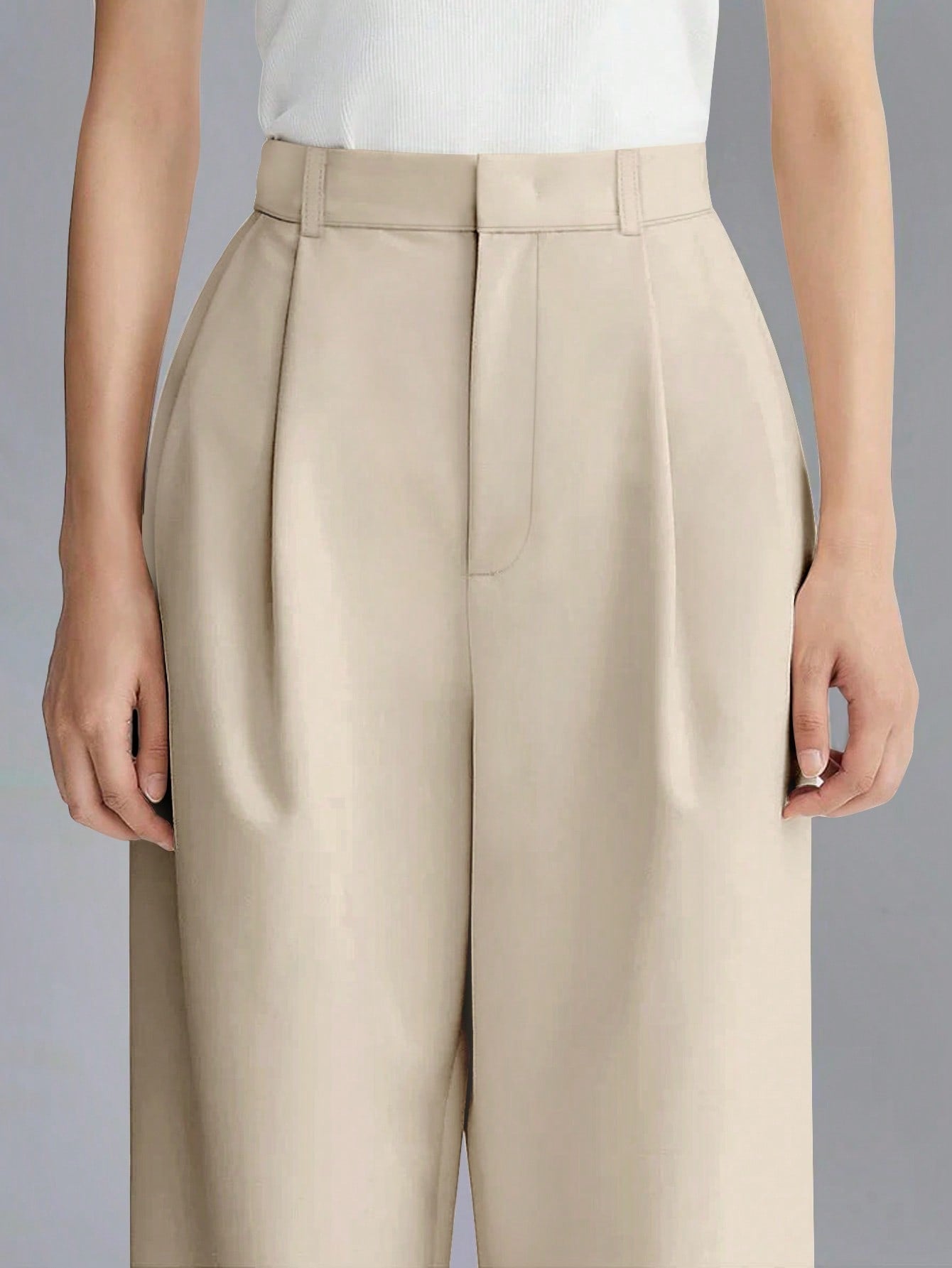 Pantalon large taille haute avec poches