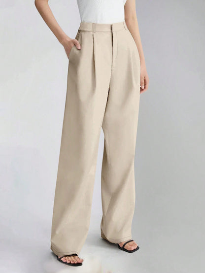 Pantalon large taille haute avec poches