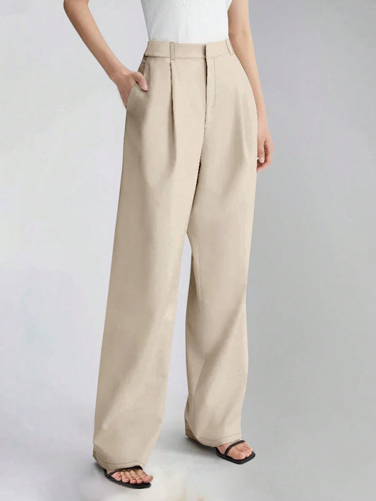 Pantalon large taille haute avec poches