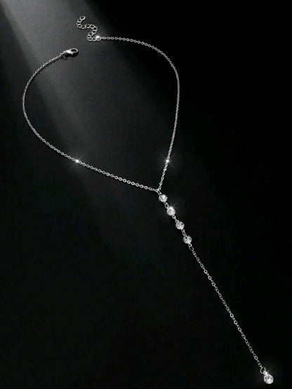 Collier Y Argent Diamant Femme - Bijou Soirée Cadeau