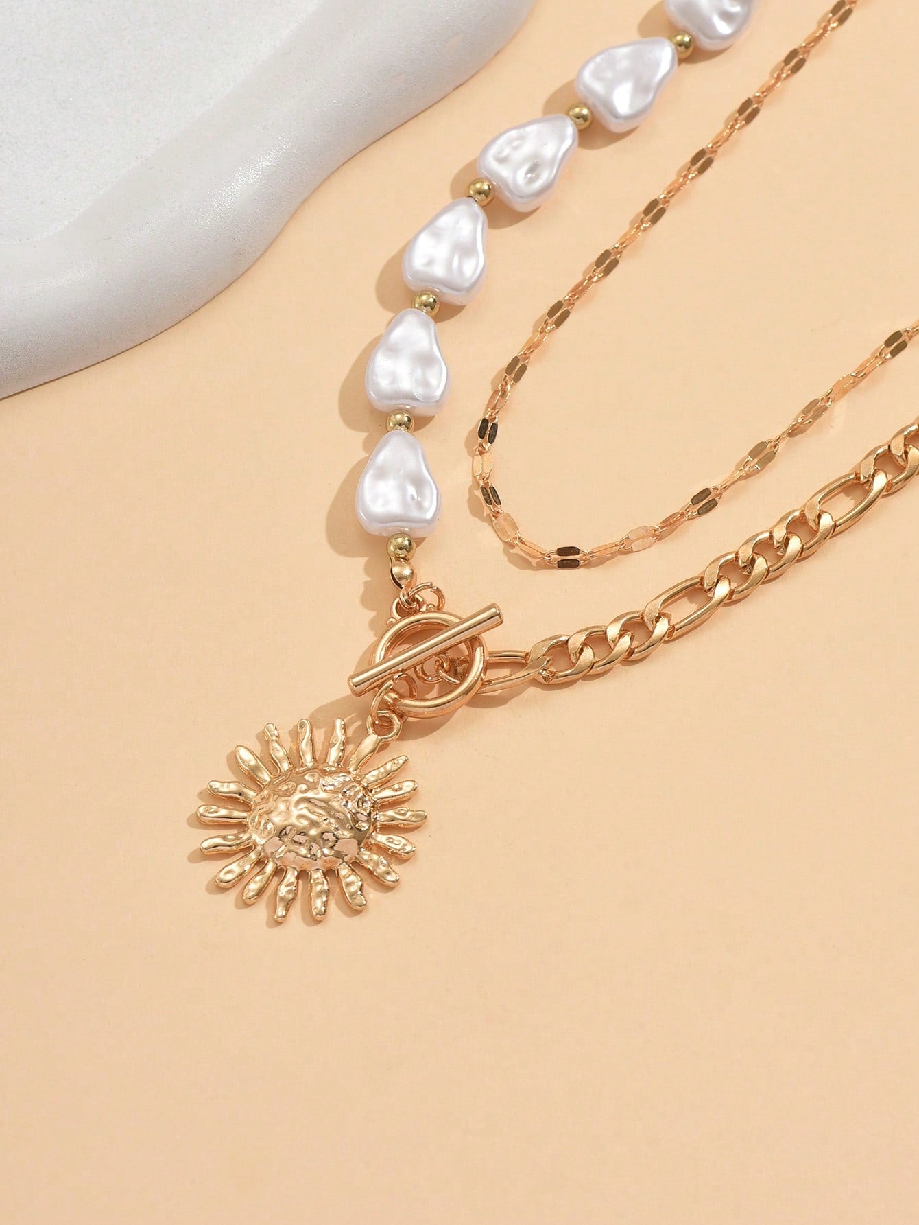 Ensemble 2 colliers perles cœur et soleil punk