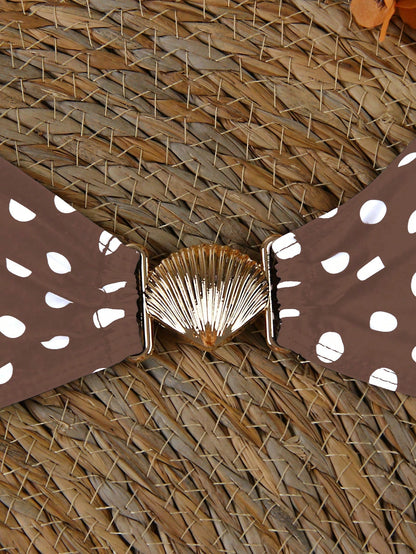Bikini 3 pièces imprimé pois pour femmes