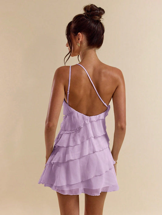 Robe mini abricot à motif feuille de lotus