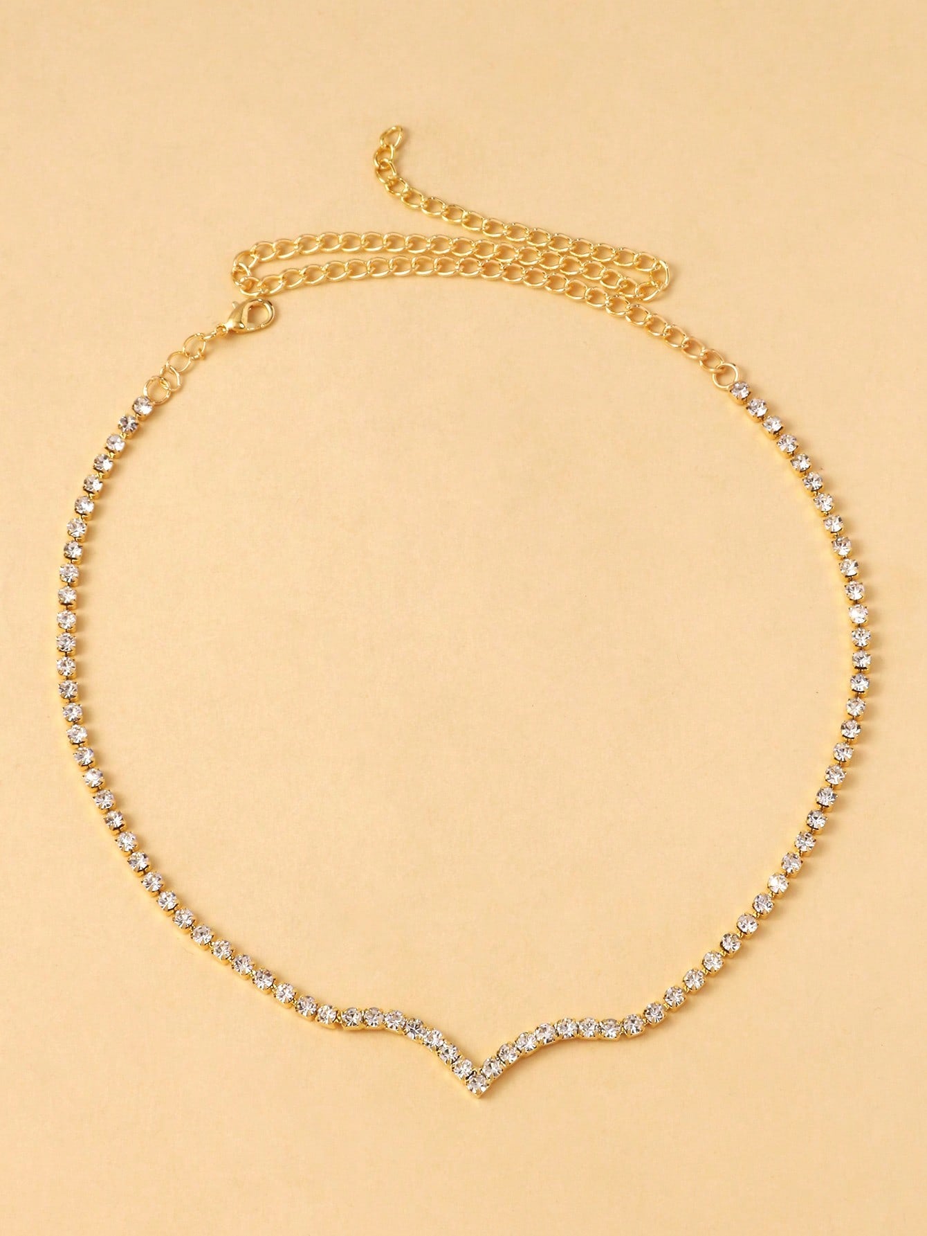 Collier en V strass argent pour femmes