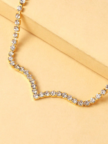 Collier en V strass argent pour femmes