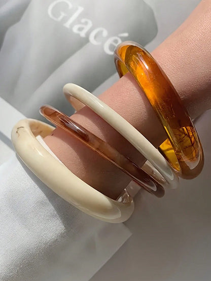 Set 4 Bracelets Vintage Acrylique pour Femmes