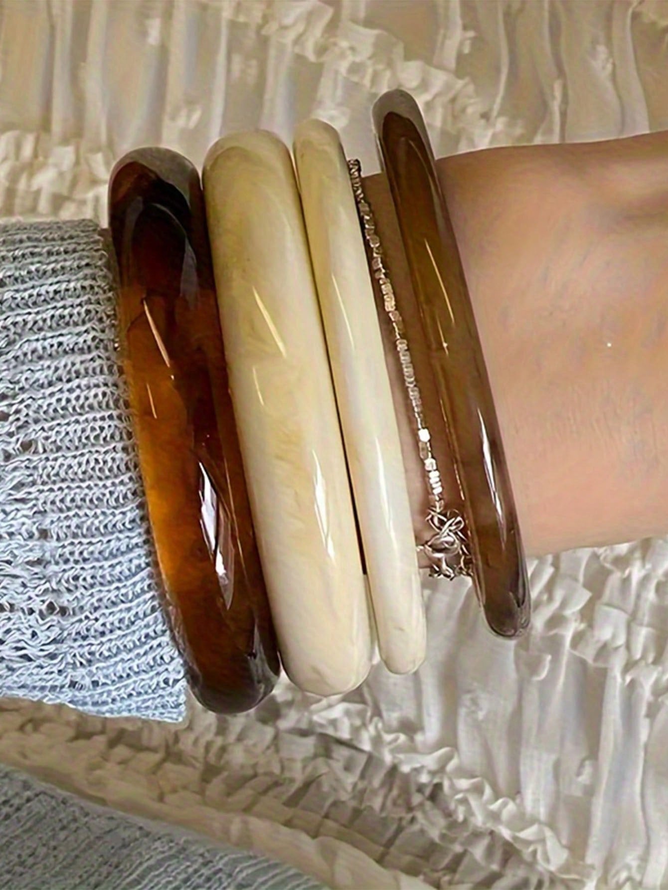 Set 4 Bracelets Vintage Acrylique pour Femmes