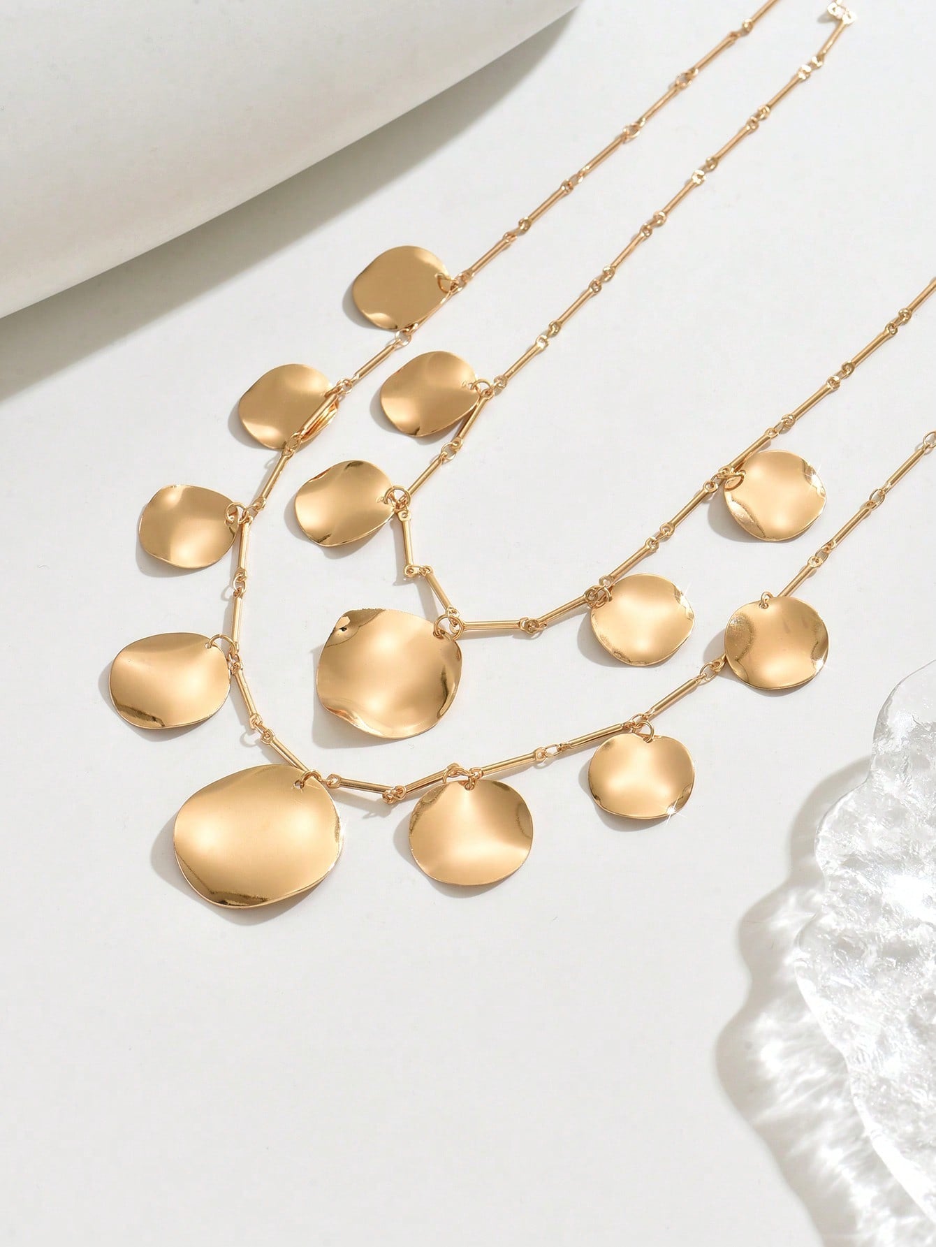 Collier femme pendentif pièce métallique multicouche style punk